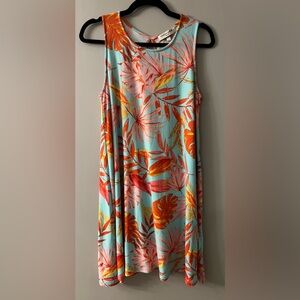 🆕 Harlow & Rose Vibrant Tropical Leaf Print Midi Dress